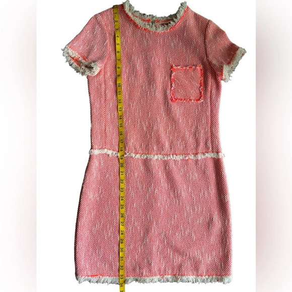 Rebecca Taylor Coral Tweed Fringe Mini Dress Size 2 - Picture 9 of 9